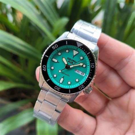 Seiko 5 Sports SRPK33K1 Teal Dial Stainless Steel Day Date Automatic