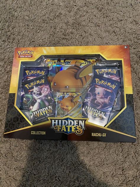 Pokemon Hidden Fates Raichu GX Collection Box Factory Sealed 4 Booster