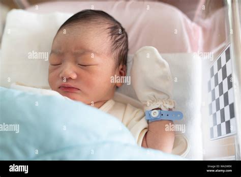 Asian Big Newborn Baby At Hospital First Day Of Life Inside Hospital