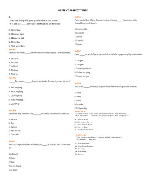 Soal Present Perfect Tense Bahasa Inggris Ii Present Perfect Tense