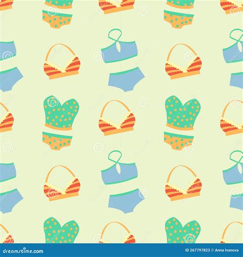 Cute Women Panties Seamless Pattern Underwear Background Female Lingerie Symbols Collection