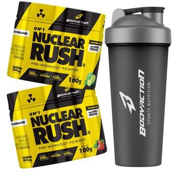 Kit X Pr Treino Nuclear Rush G Coqueteleira Bodyaction Pr