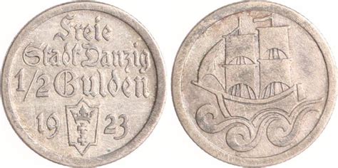 Danzig 1 2 Gulden 1923 Sehr schön MA Shops