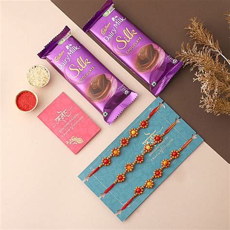 Buy Send Sneh Wooden Beads Rakhi Set N Silk Chocolates Online Fnp