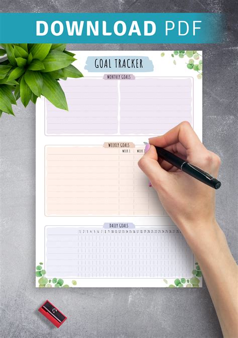 Download Printable Goal Tracker - Floral Style PDF