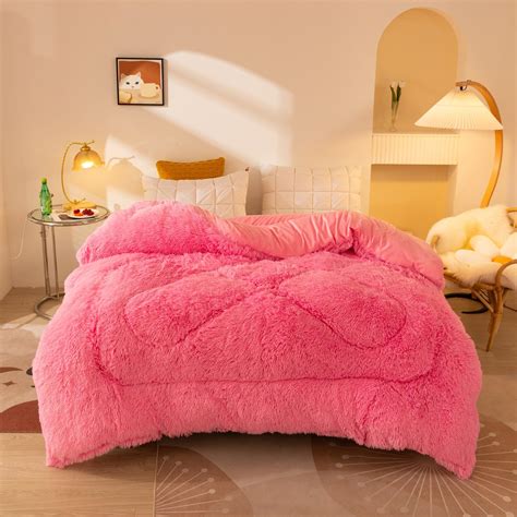 AETVRNI Luxury Plush Shaggy Thick Faux Fur Comforter Heavy Winter