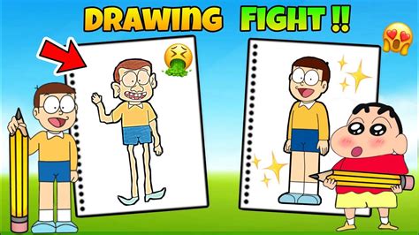 Nobita Vs Shinchan In Drawing Challenge Shinchan And Nobita Game