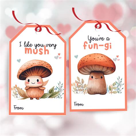 Printable Mushroom Valentine Tags Kids Valentines Mushroom Tags For