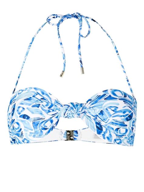 Rebecca Vallance Top Bikini Con Stampa Blu Farfetch It