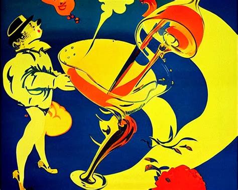 Vintage Poster Pur Champagne Bright Cheerful Art Stable Diffusion