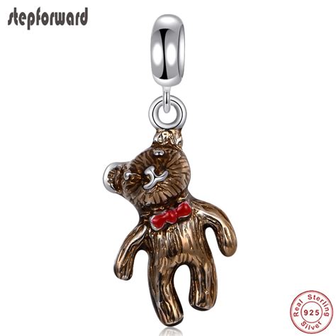 Colgante De Oso De Corbata De Plata Aut Ntica Para Pulsera Y Collar