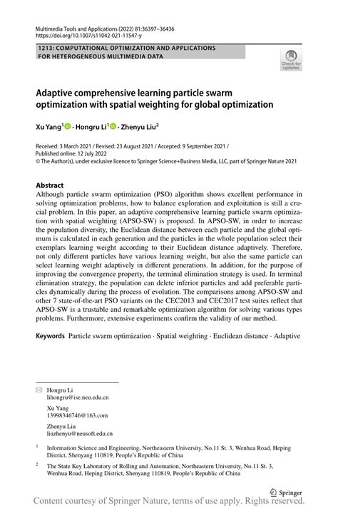 Adaptive Comprehensive Learning Particle Swarm Optimization With