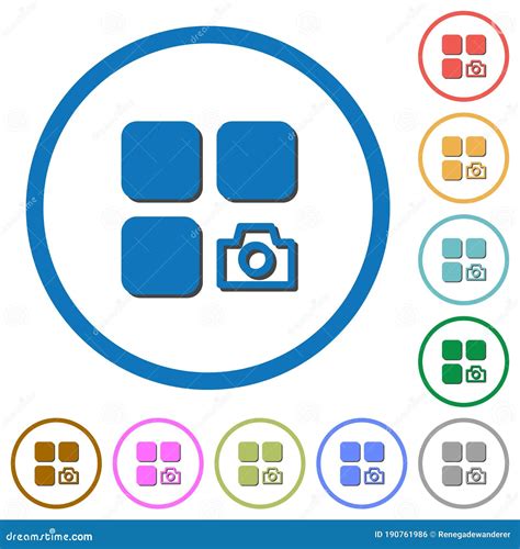 Component Snapshot Icons With Shadows And Outlines Stock Vector