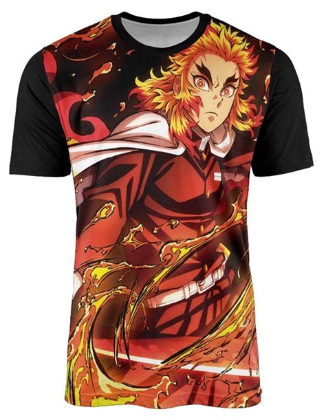 Camisa Kyojuro Rengoku Kimetsu No Yaiba Camisas Full