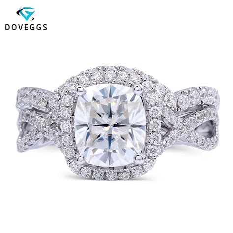 Doveggs Anillo De Compromiso De Oro Blanco De Quilates Conjunto