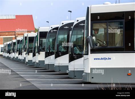 Buses Parked At Depot Of The Flemish Transport Company De Lijn