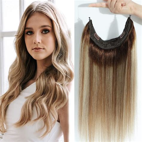 Ugrace Hair Extensions Clip In Real Human Hair Balayage Light Brown To