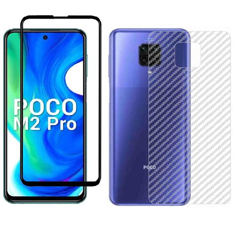 Kartronics Compatible With Redmi Poco M2 Pro Back Screen Protective Film Carbon Fiber Skin