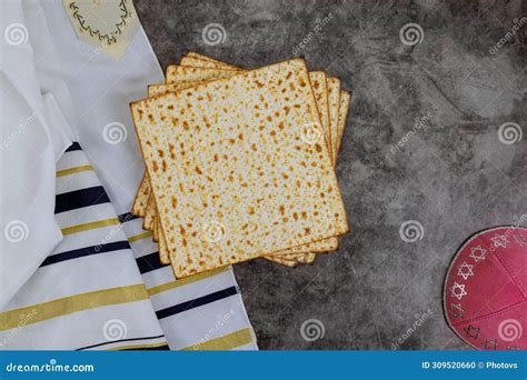 Tradition Of Jewish People With Matzah Passover Unleavened Bread A