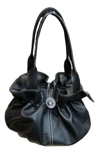 Bolso de hombro pecho de piel auténtica Andória color negro