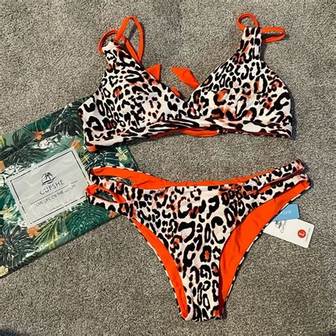 Cupshe Swim Cupshe Nwt Orange And Leopard Print Bikini Poshmark