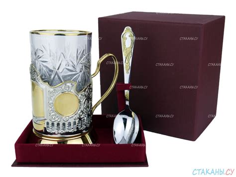 Футляр стоя красный для подстаканника, стакана и ложки