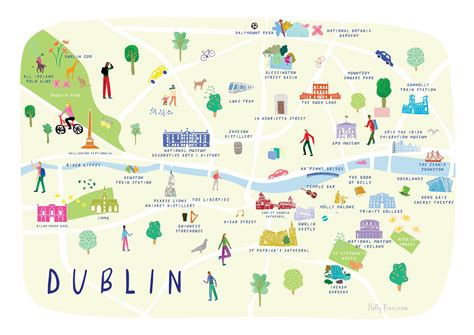 map  dublin city republic  ireland illustrated art print etsy uk dublin city map