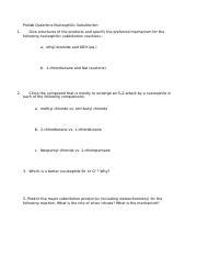 Prelab Questions Nucleophilic Substitution Docx Prelab Questions