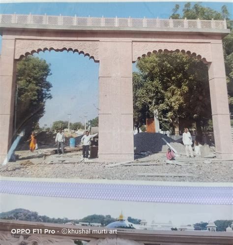 Modern Pink Sandstone Gate Construction For Temple At Rs Square