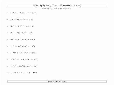 50 Multiplying Monomials Worksheet Answers