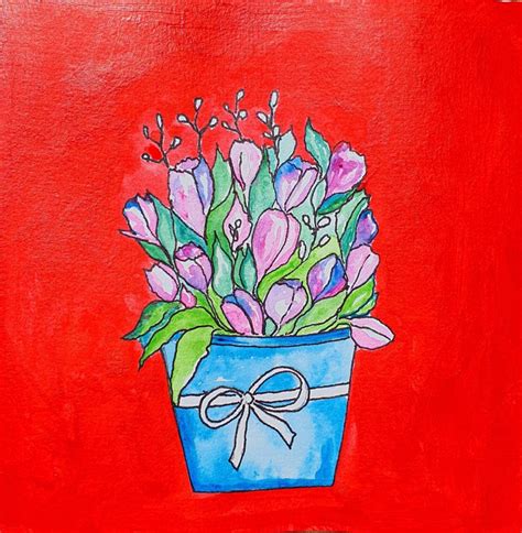 Original Acrylic Painting Handmade Greeting Card Blank Etsy Uk