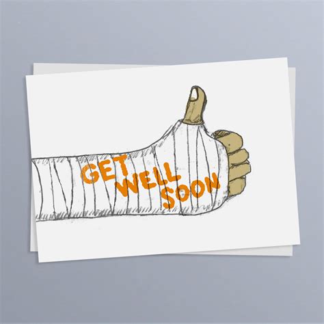 Get Well Soon Thumbs Up Broken Arm Get Well Soon Card Sixsixninenine