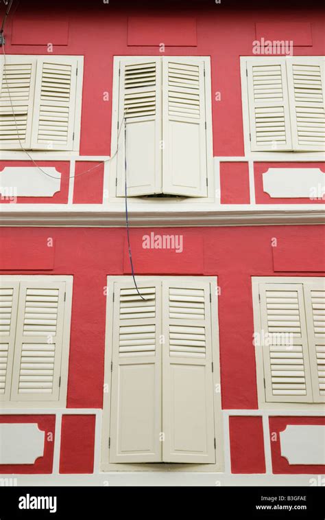 Red And White Building Facade Chinatown Singapore Stock Photo Alamy