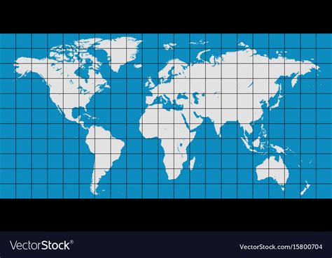 World map with coordinate grid Royalty Free Vector Image