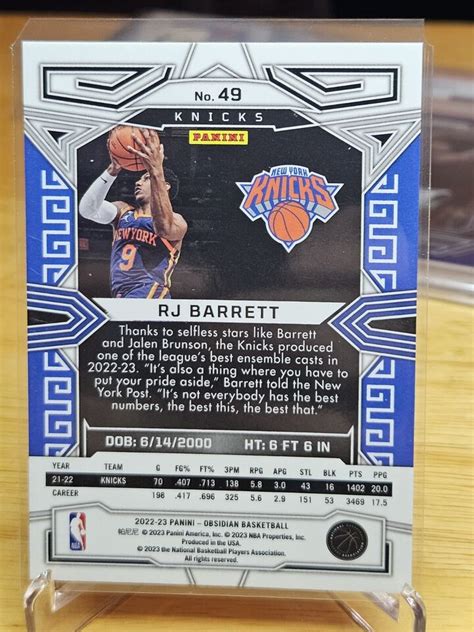 Panini Obsidian Electric Etch Asia Rj Barrett Ebay