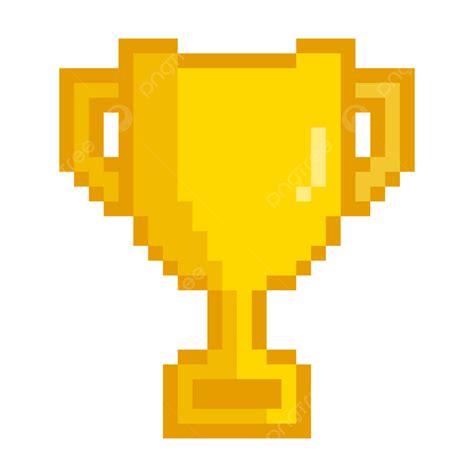 Golden Trophy Illustration In Pixel Shape, Golden Trophy, Illustration ...