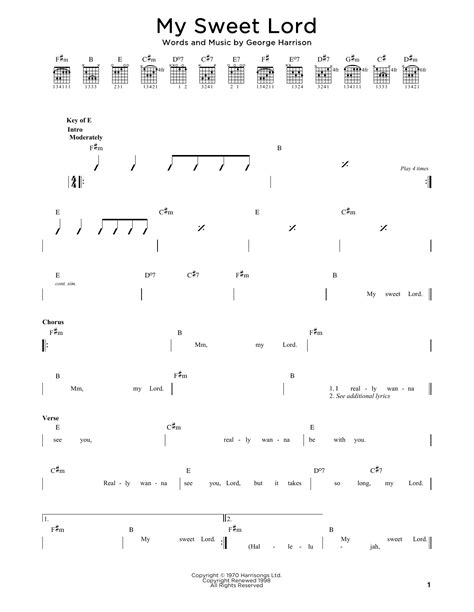 My Sweet Lord By George Harrison Guitar Lead Sheet Guitar Instructor