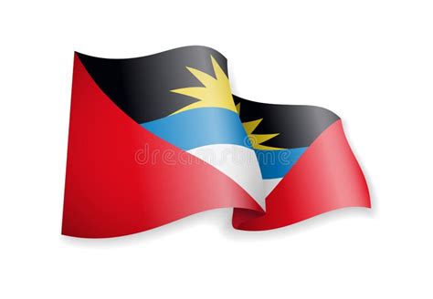 Bandera De Antigua Que Agita Y De Barbuda En El Fondo Blanco Stock De