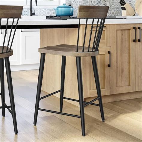 Amisco Amisco Angelina In Counter Stool Beige Wood Black Metal