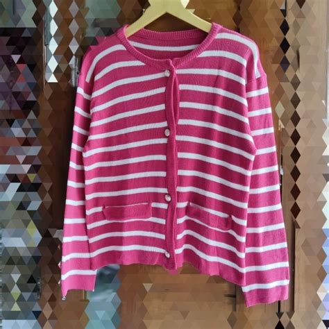 Jual Cheesy Cardy Stripes Jisoo Stripes Knit Cardigan Kardigan Rajut