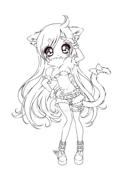 Kawaii Manga Girl Coloring Page Manga Coloring Book Chibi Coloring