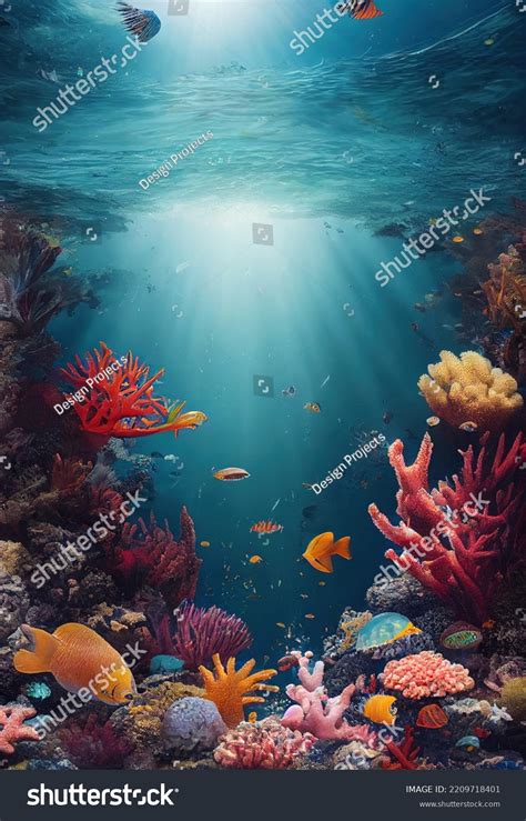 Ecosystem Underwater Marine World Colorful Tropical Stock Illustration ...