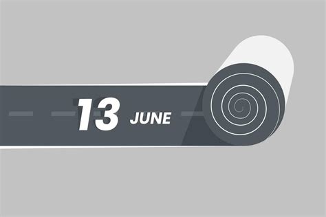 June 13 Calendar Icon Rolling Inside The Road 13 June Date Month Icon