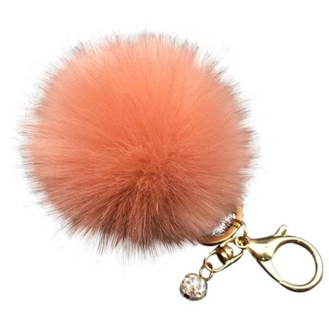 AutumnFall Fluffy Faux Rabbit Fur Ball Charm Car Keychain Handbag Key