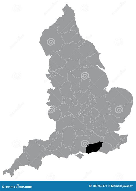 Location Map Of West Sussex Ceremonial County Lieutenancy Area Stock