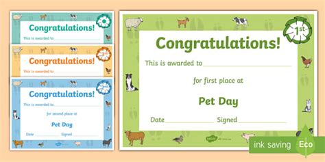 Farm Style Pet Day Certificates L Insegnante Ha Fatto