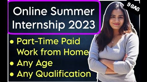 Online Paid Internship For Freshers Work From Home Part Time Job