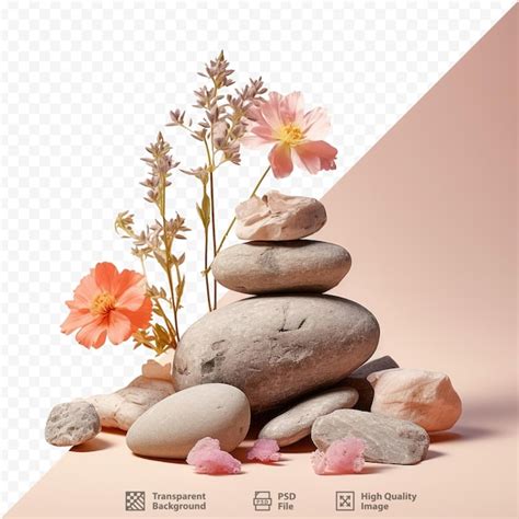 Una Imagen De Una Pila De Piedras Con Flores Y Una Imagen De Flores