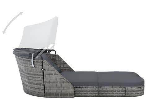 Chaise longue avec auvent Résine tressée Anthracite