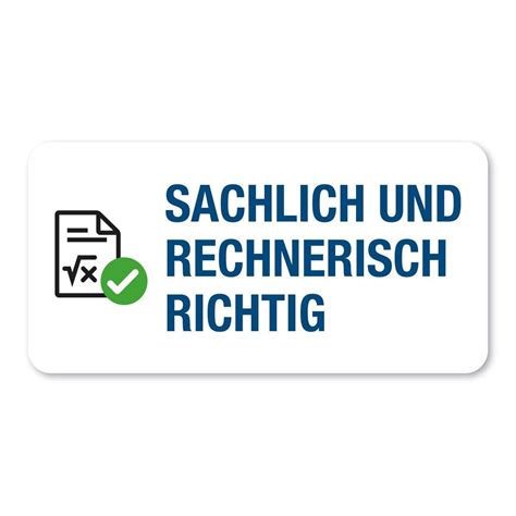 Aufkleber Mit Piktogramm Sachlich Und Rechnerisch Richtig Stempel